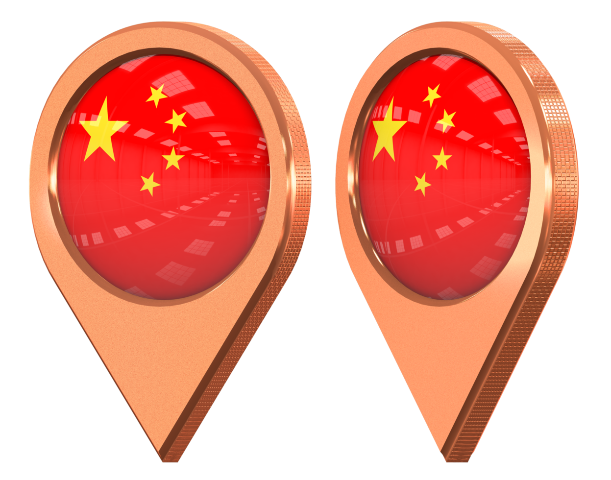 China Location Icon Flag, Isolated with Different Angled, 3D Rendering png