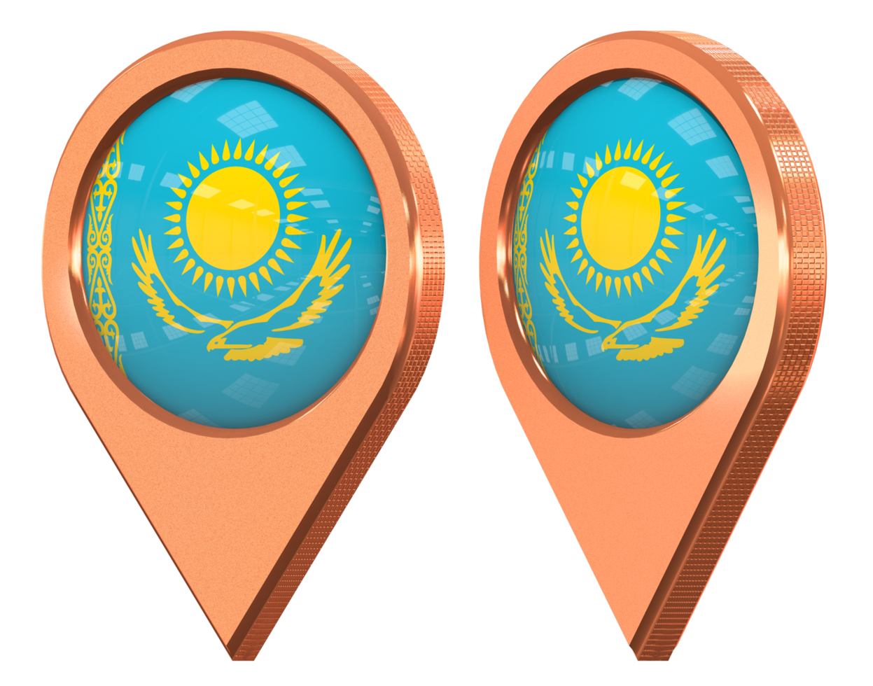 Kazakhstan Location Icon Flag, Isolated with Different Angled, 3D Rendering png