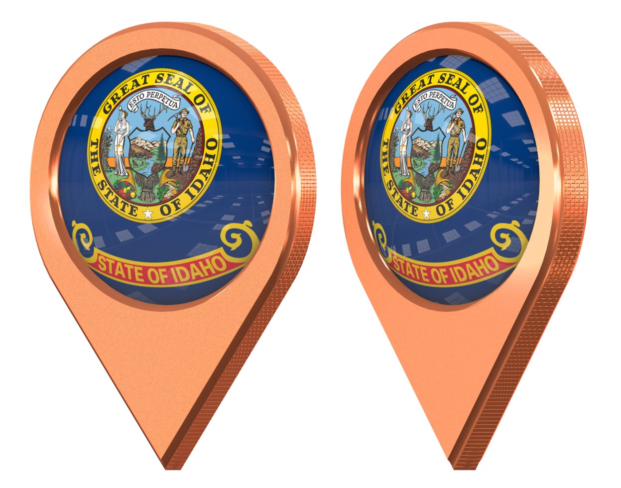 State of Idaho Location Icon Flag, Isolated with Different Angled, 3D Rendering png