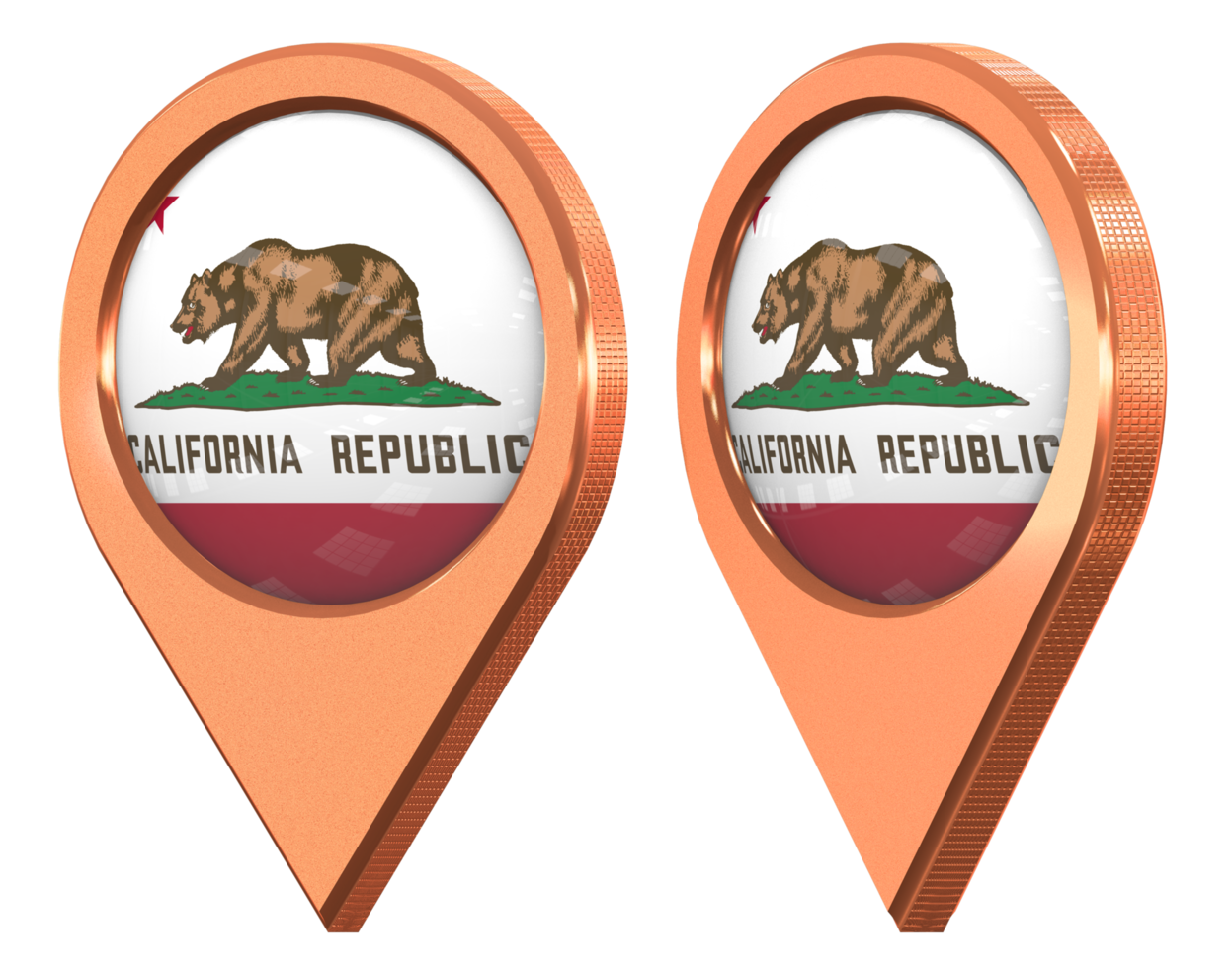State of California Location Icon Flag, Isolated with Different Angled, 3D Rendering png