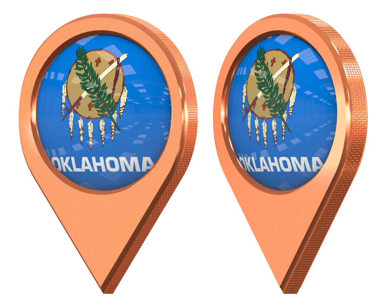 State of Oklahoma Location Icon Flag, Isolated with Different Angled, 3D Rendering png