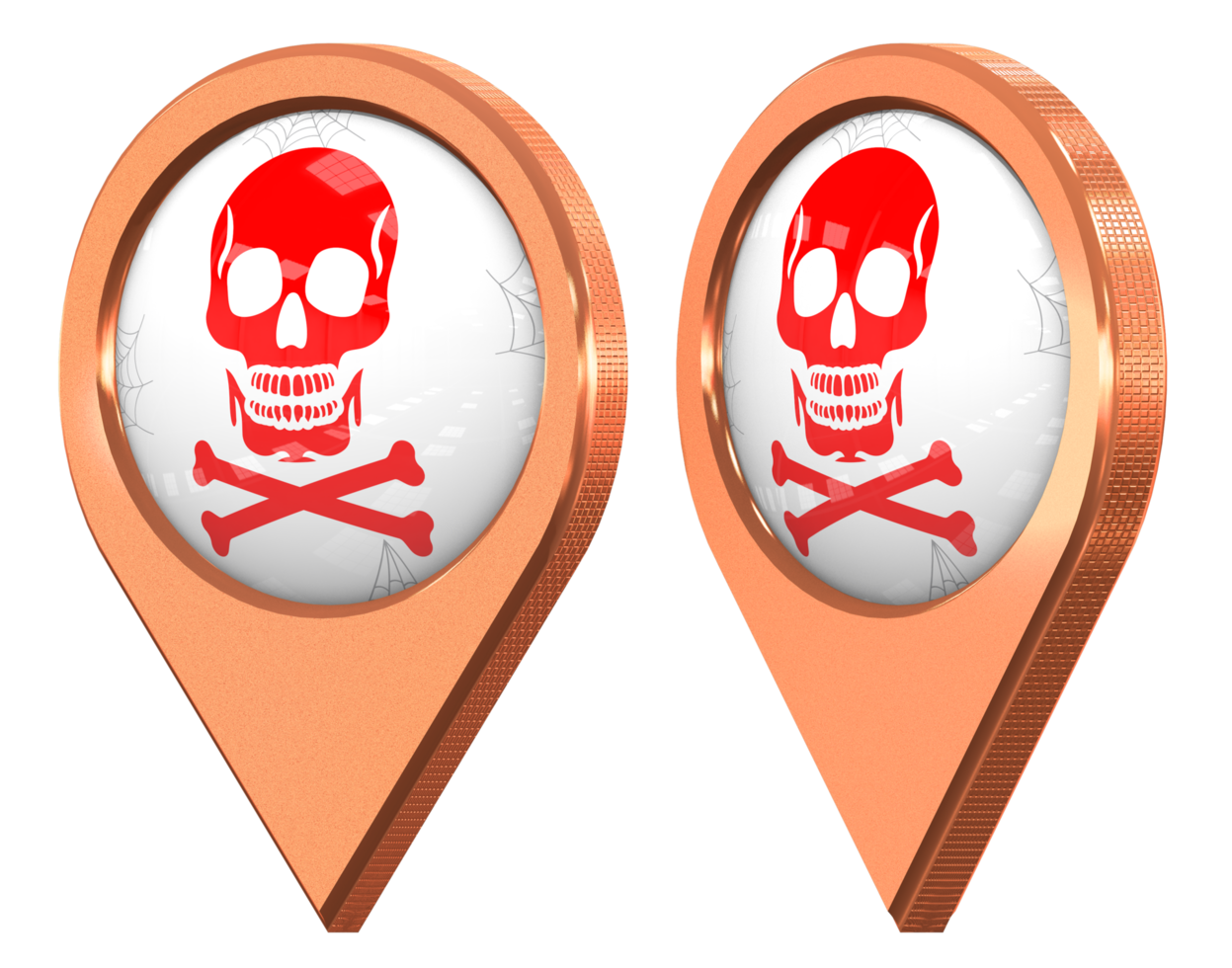 Skulls Danger Sign Location Icon Flag, Isolated with Different Angled, 3D Rendering png