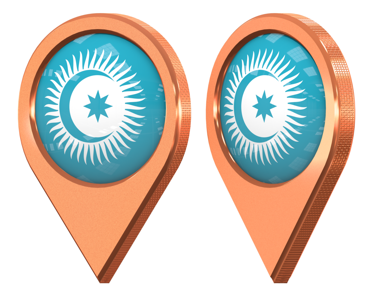 Organization of Turkic States, OTS Location Icon Flag, Isolated with Different Angled, 3D Rendering png