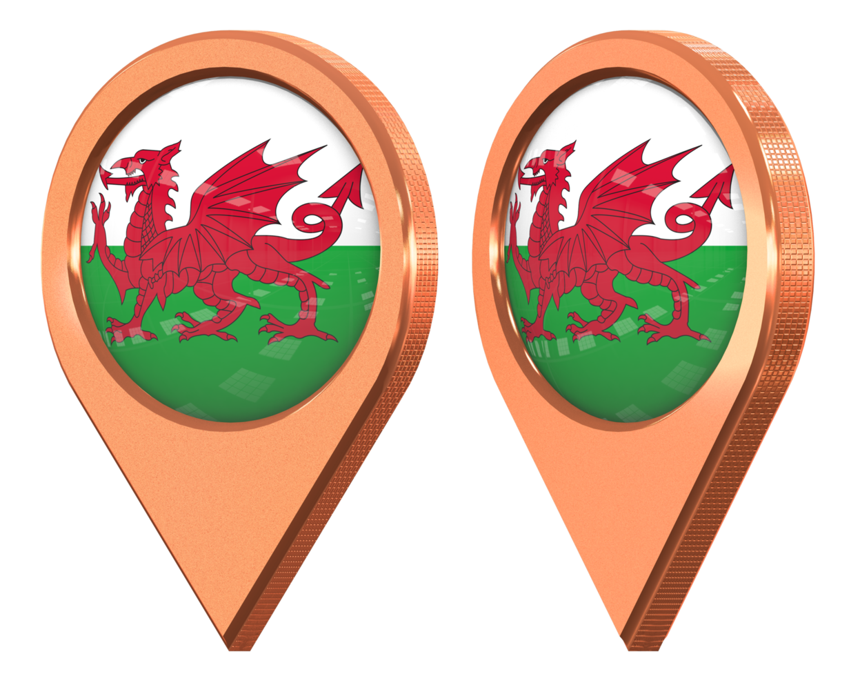 Wales Location Icon Flag, Isolated with Different Angled, 3D Rendering png
