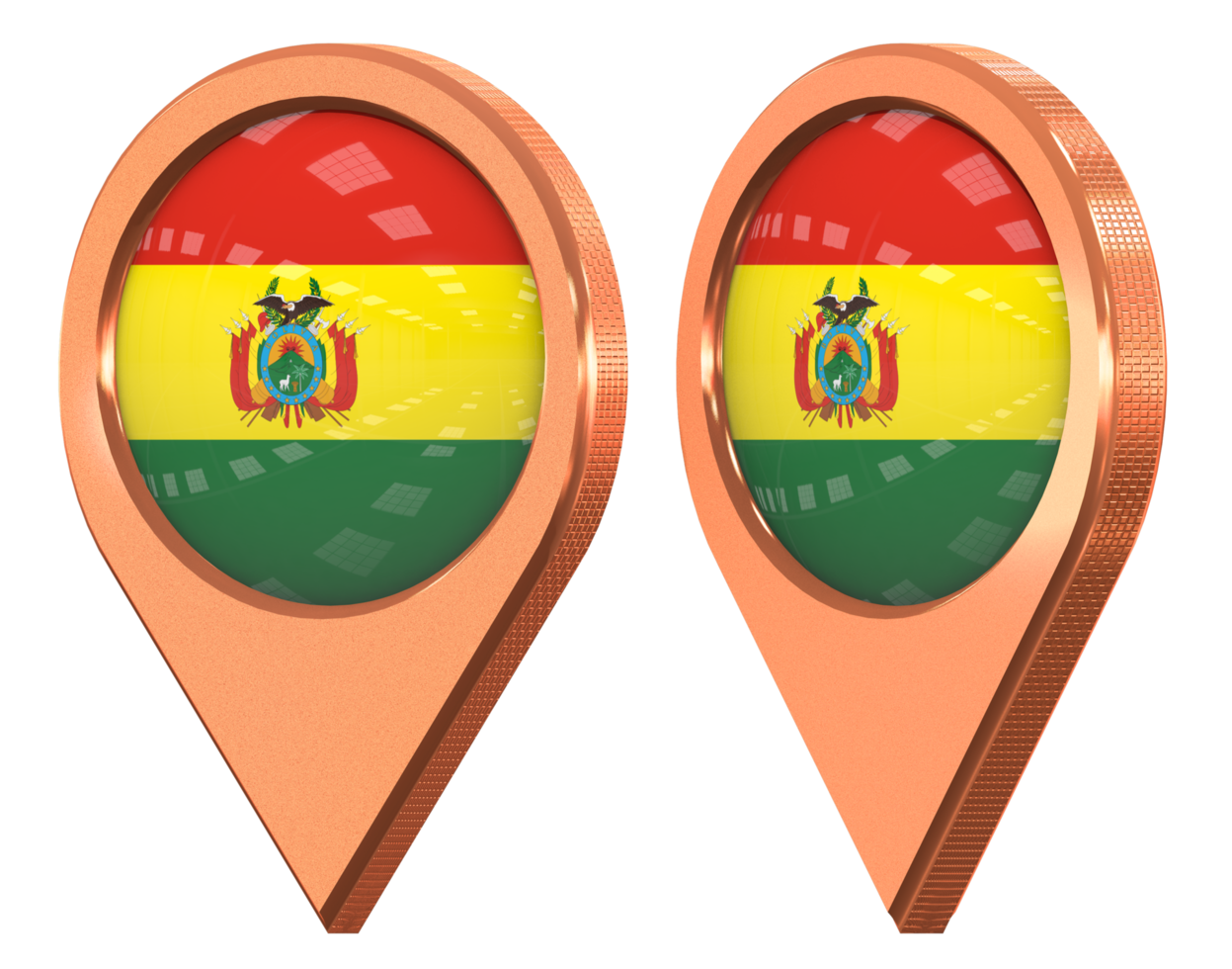 Bolivia Location Icon Flag, Isolated with Different Angled, 3D Rendering png
