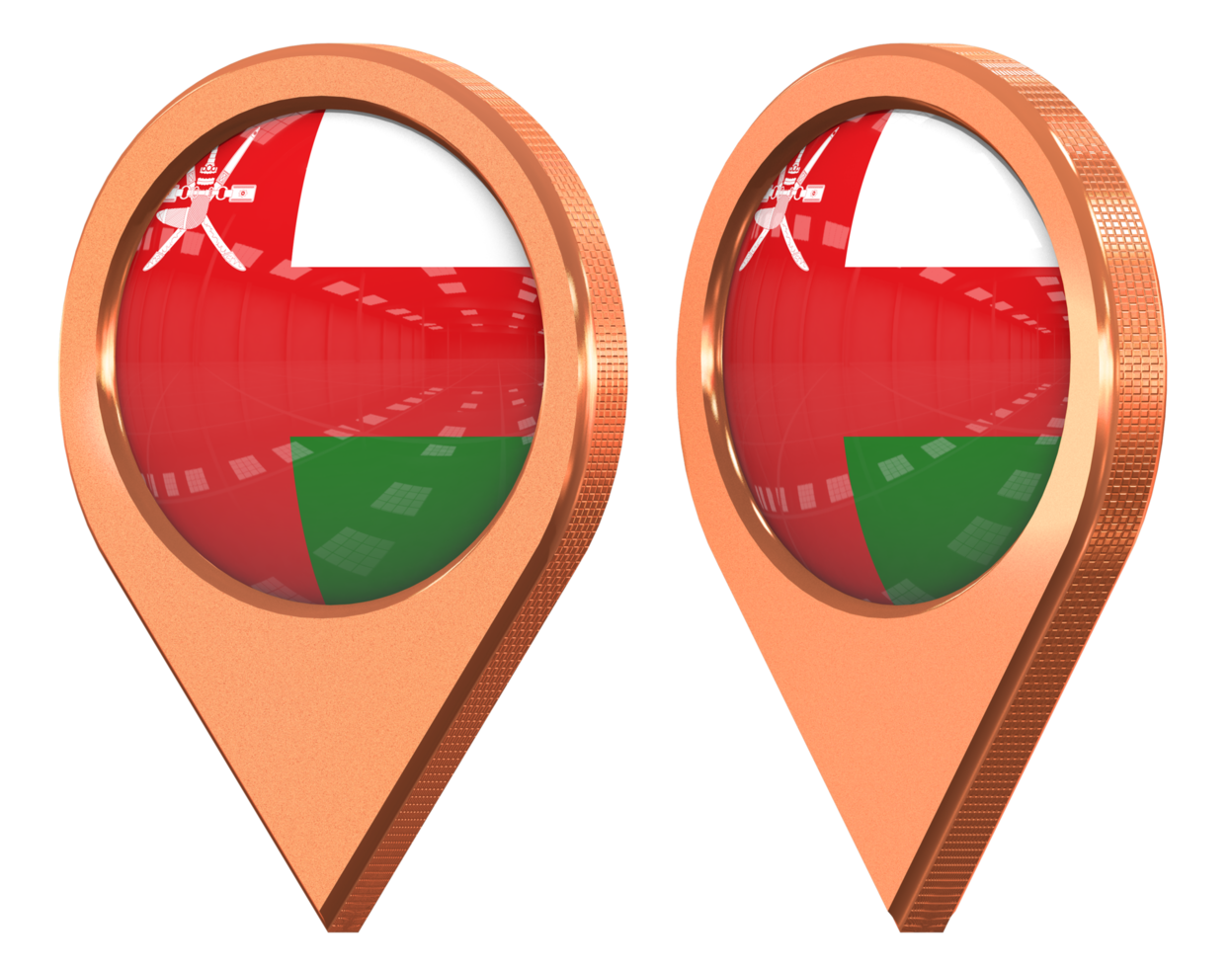 Oman Location Icon Flag, Isolated with Different Angled, 3D Rendering png