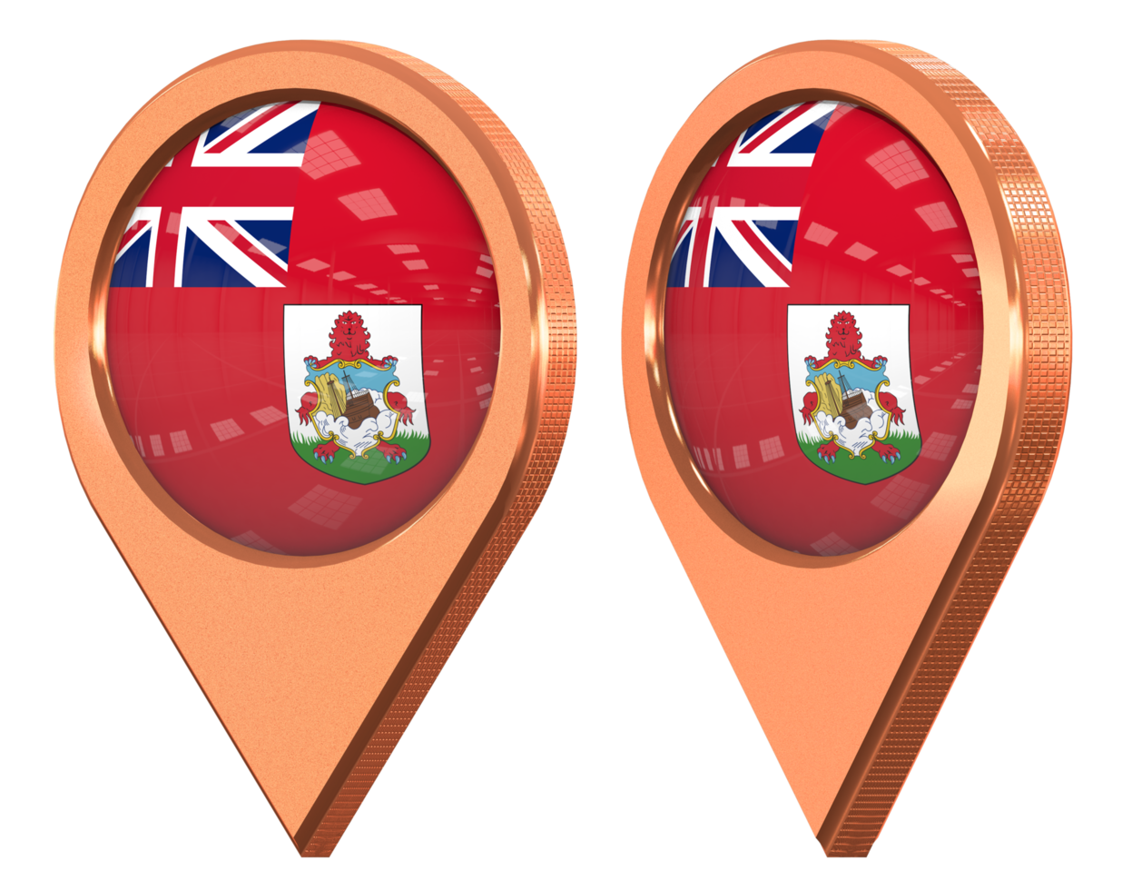 Bermuda Location Icon Flag, Isolated with Different Angled, 3D Rendering png