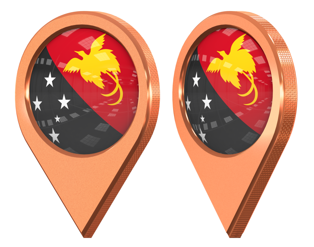Papua New Guinea Location Icon Flag, Isolated with Different Angled, 3D Rendering png