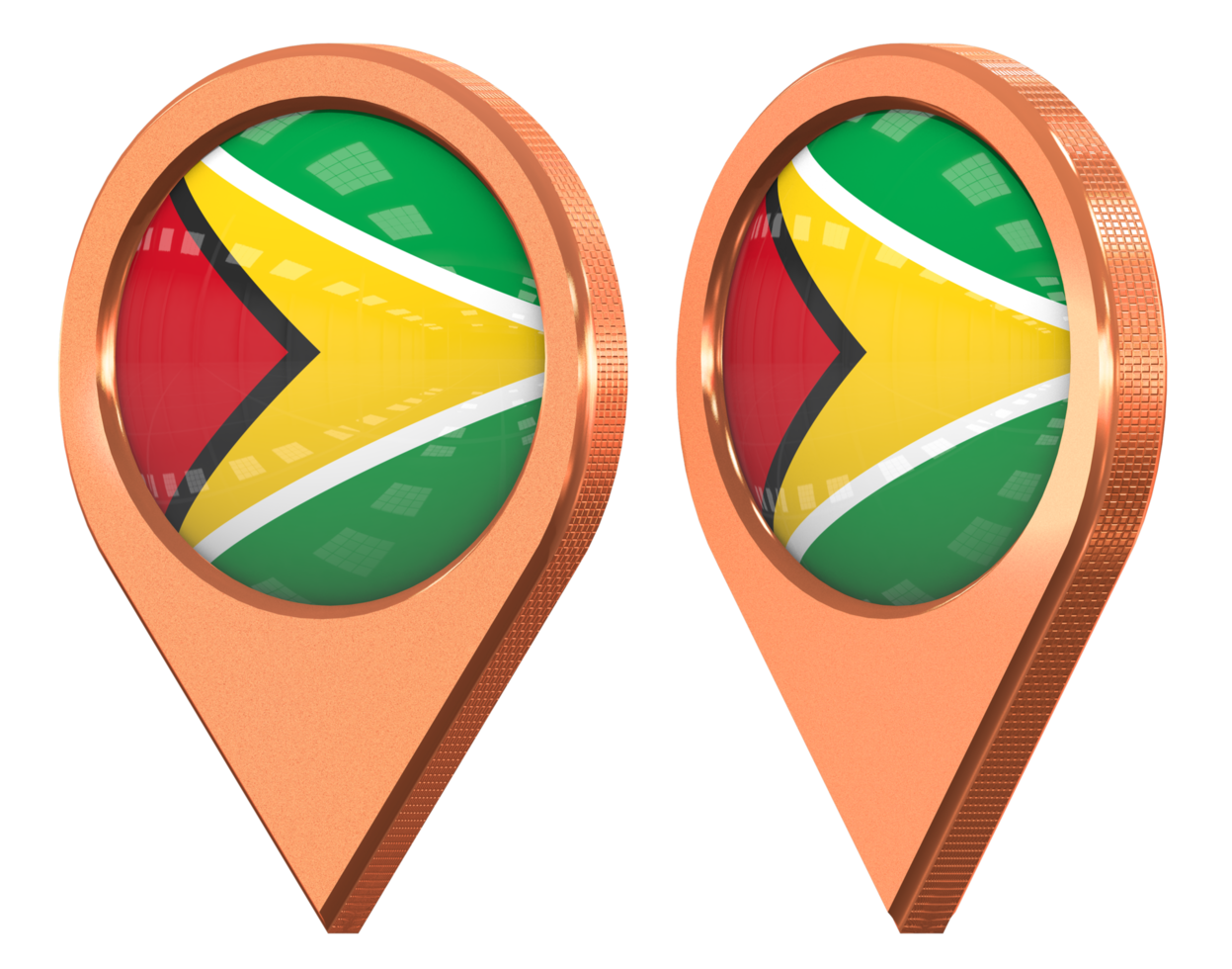 Guyana Location Icon Flag, Isolated with Different Angled, 3D Rendering png