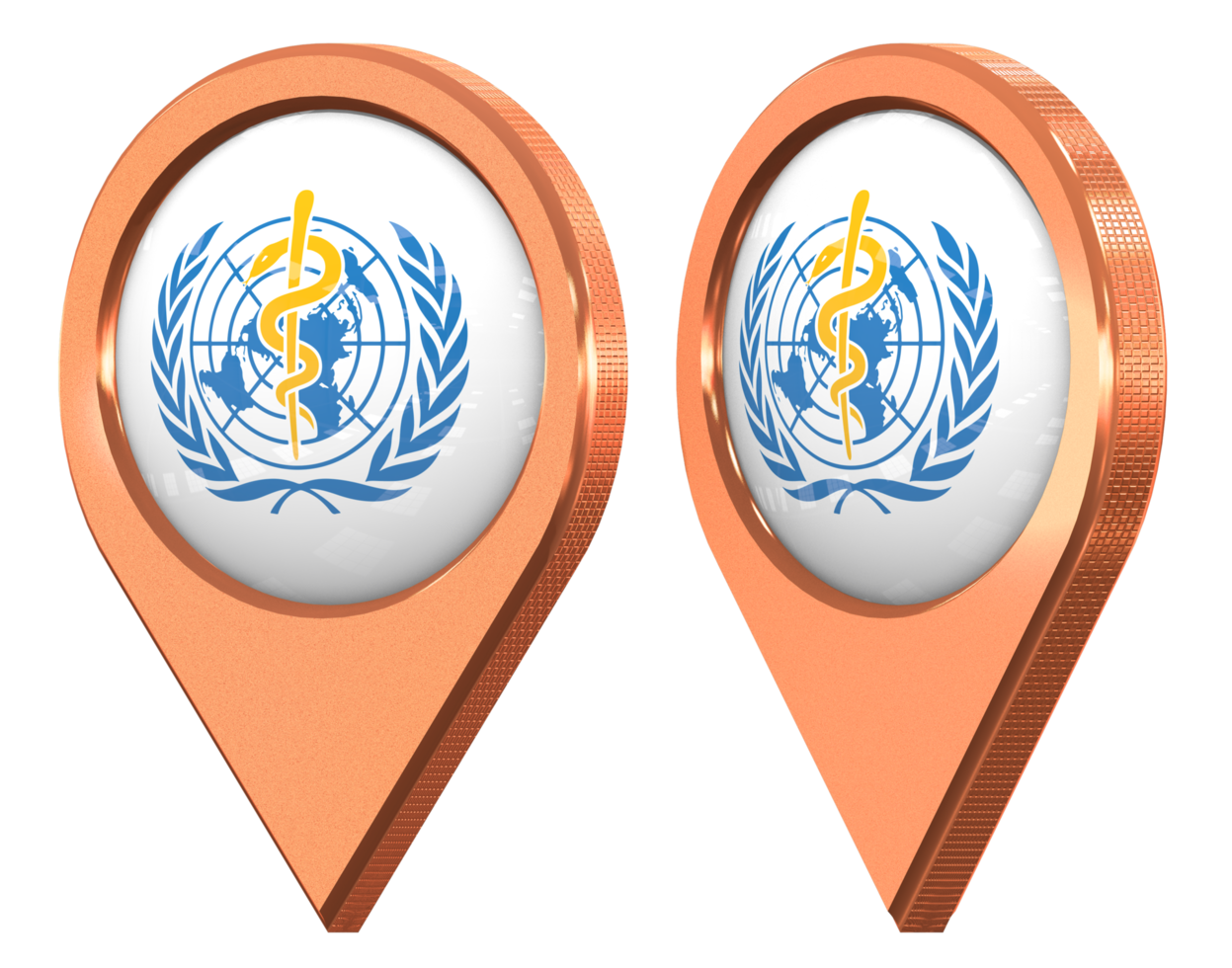 World Health Organization, WHO Location Icon Flag, Isolated with Different Angled, 3D Rendering png