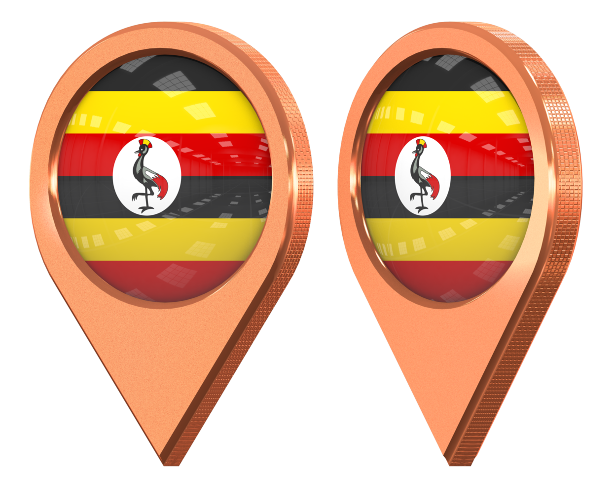 Uganda Location Icon Flag, Isolated with Different Angled, 3D Rendering png