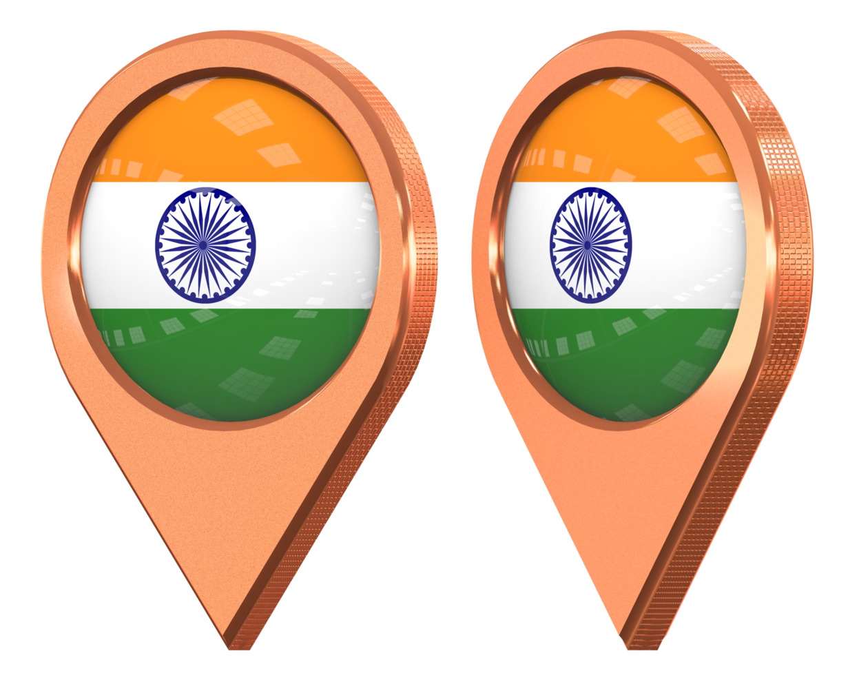 India Location Icon Flag, Isolated with Different Angled, 3D Rendering png