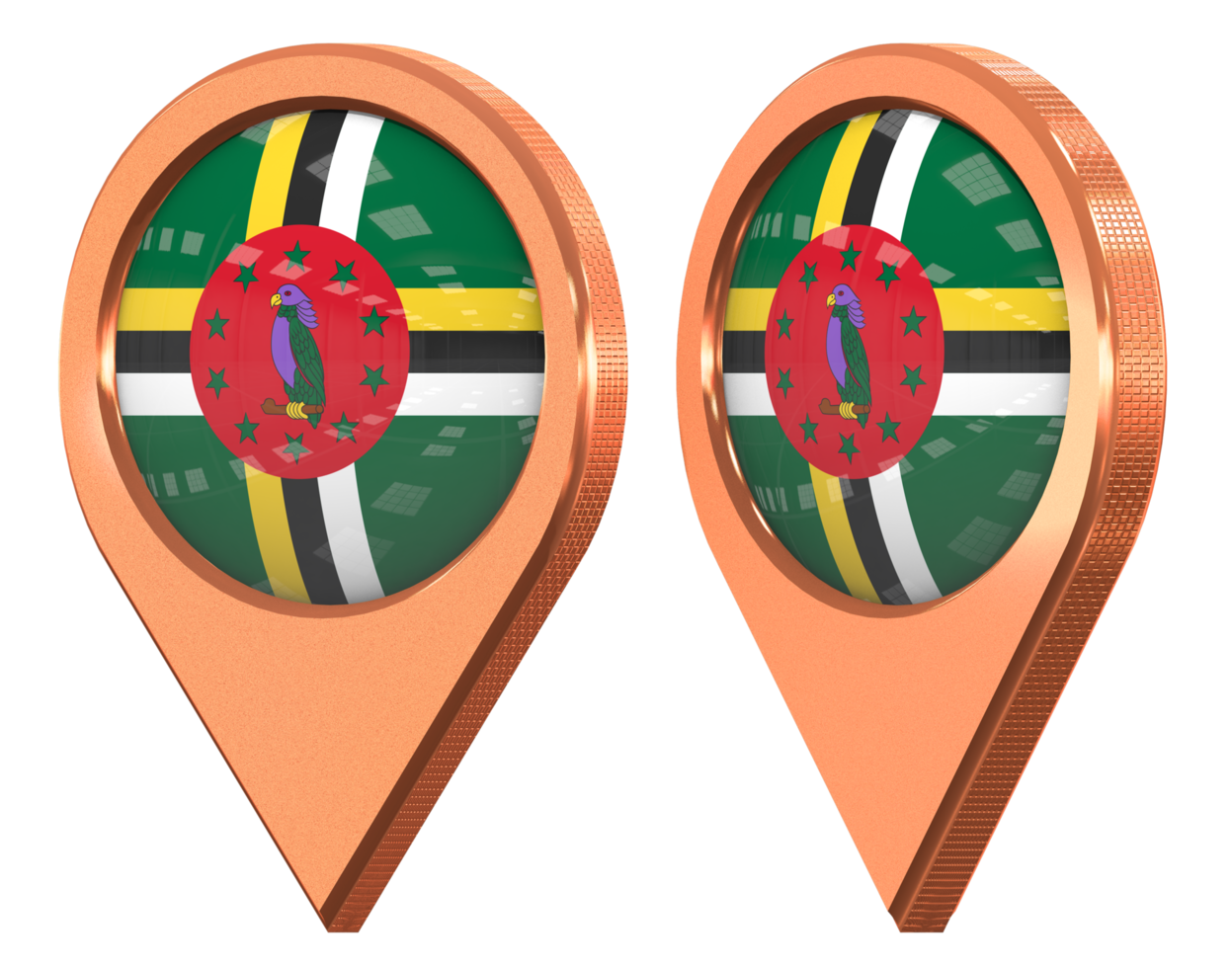 Dominica Location Icon Flag, Isolated with Different Angled, 3D Rendering png