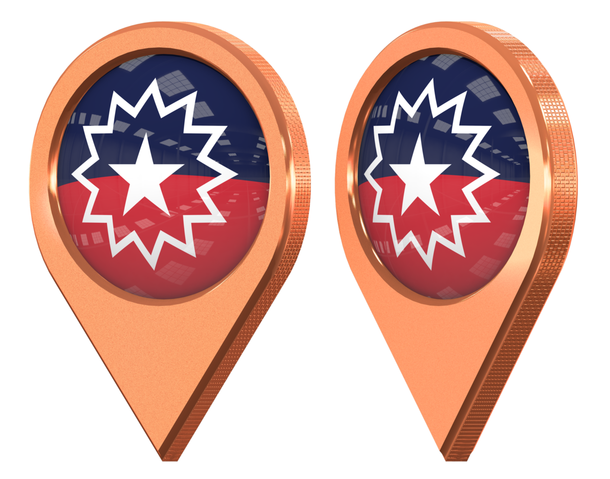 Juneteenth Location Icon Flag, Isolated with Different Angled, 3D Rendering png