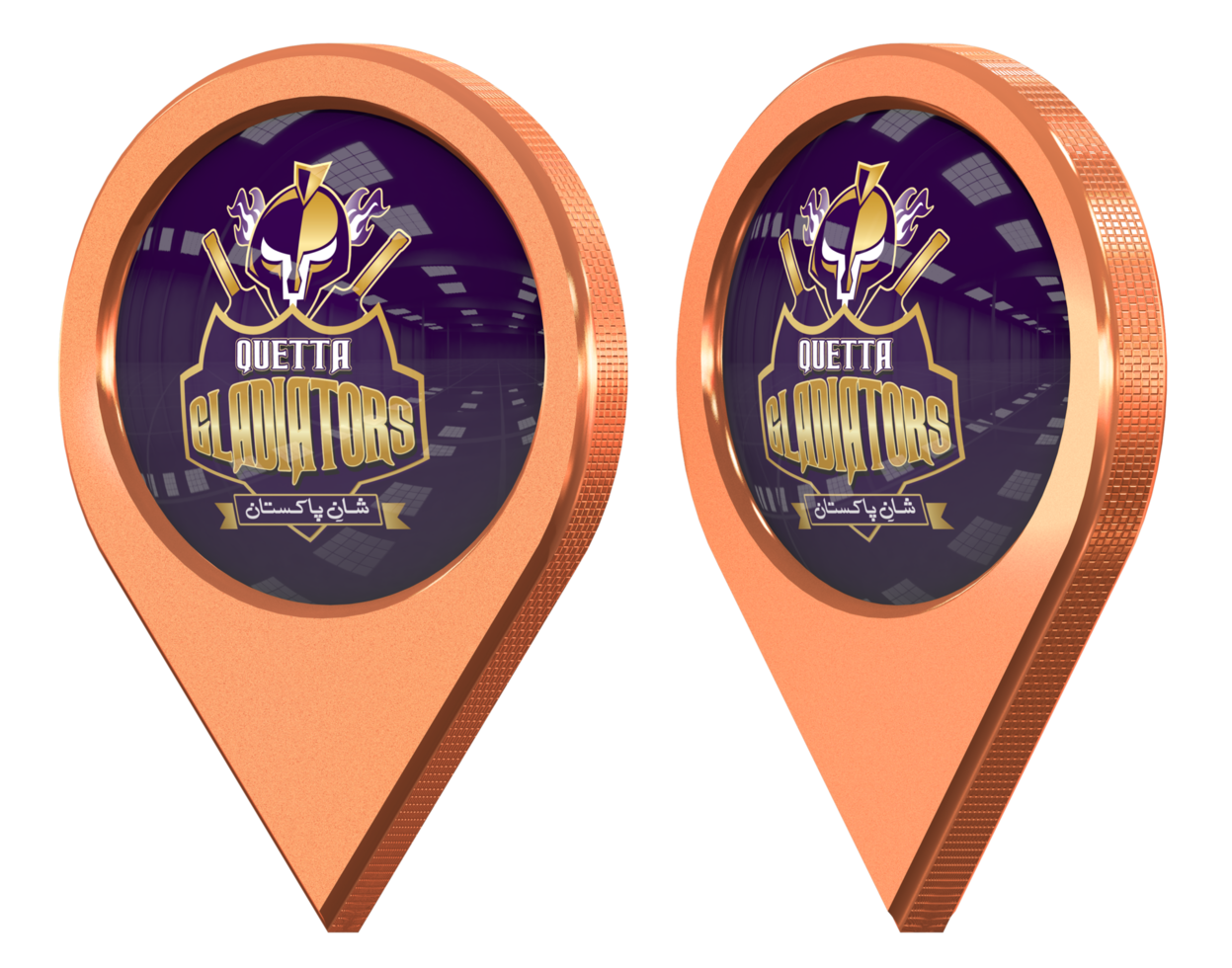 Quetta Gladiators, QG Location Icon Flag, Isolated with Different Angled, 3D Rendering png