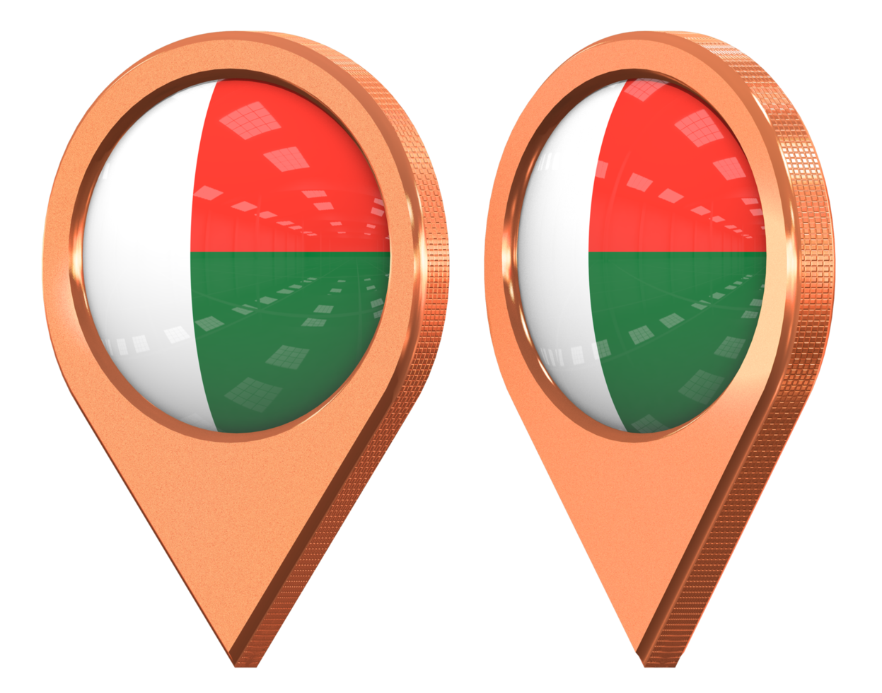 Madagascar Location Icon Flag, Isolated with Different Angled, 3D Rendering png