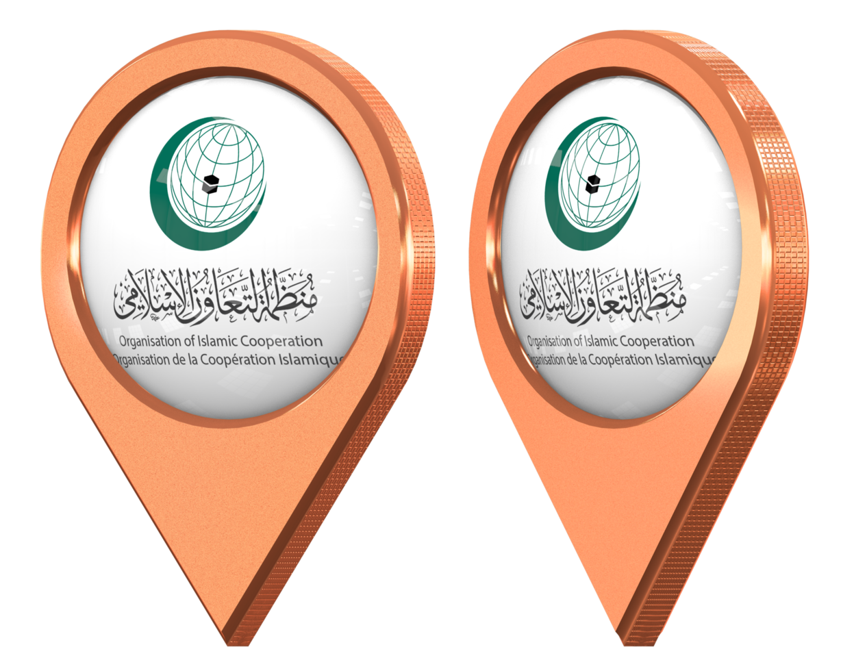 Organisation of Islamic Cooperation, OIC Location Icon Flag, Isolated with Different Angled, 3D Rendering png