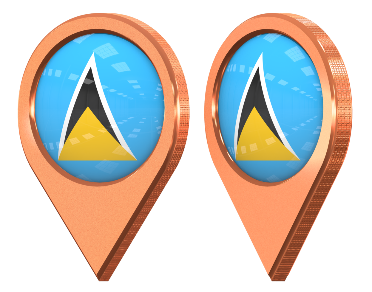 Saint Lucia Location Icon Flag, Isolated with Different Angled, 3D Rendering png
