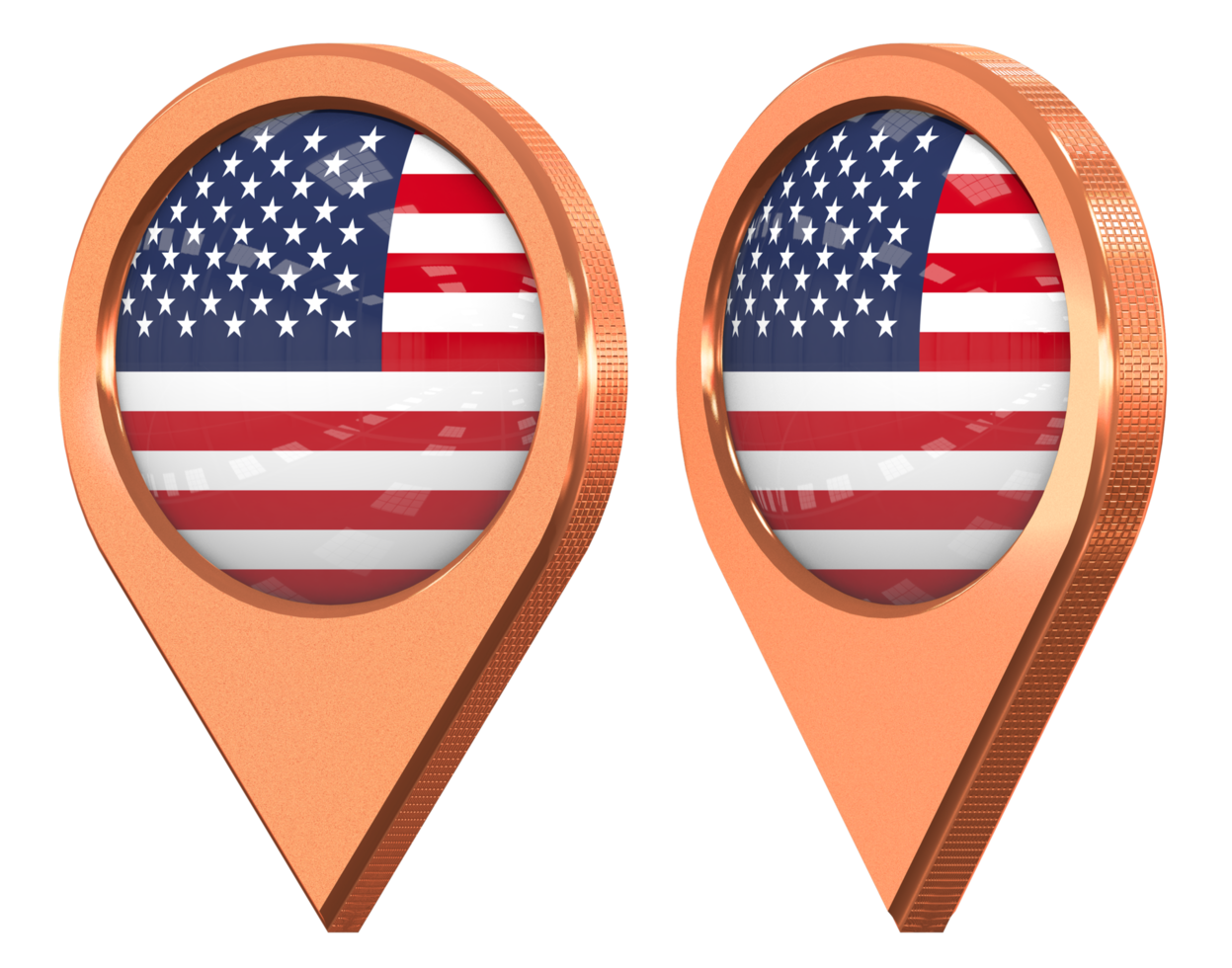 United States Location Icon Flag, Isolated with Different Angled, 3D Rendering png