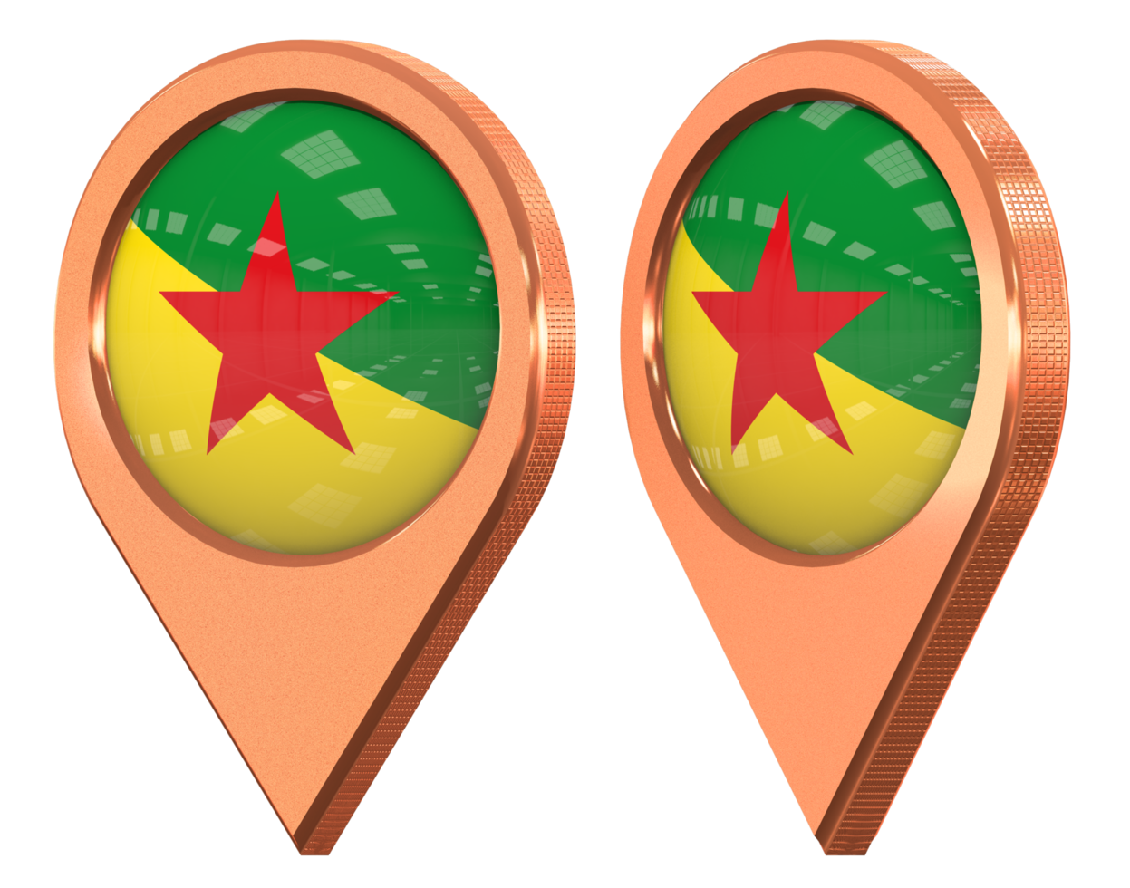 French Guiana Location Icon Flag, Isolated with Different Angled, 3D Rendering png