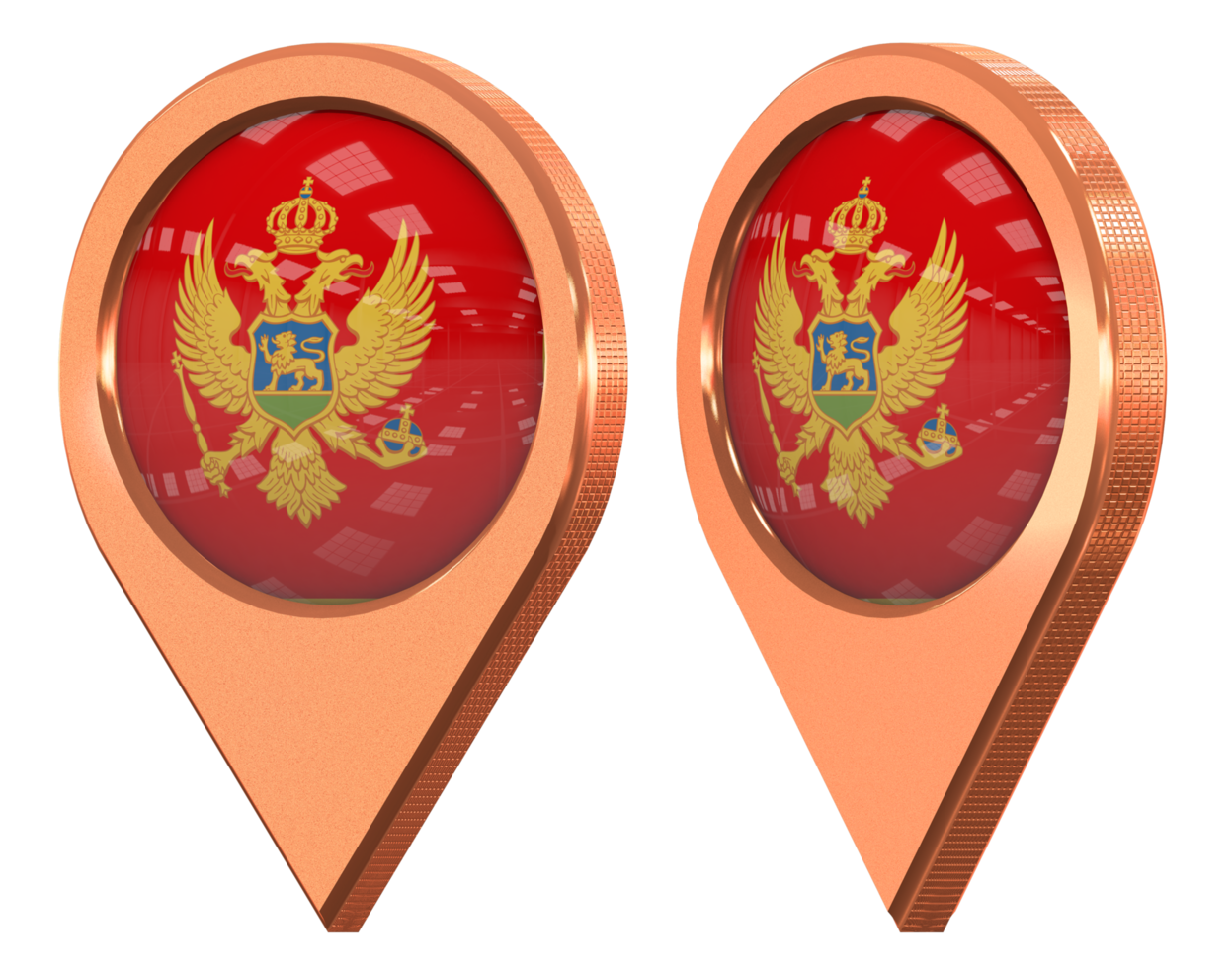 Montenegro Location Icon Flag, Isolated with Different Angled, 3D Rendering png