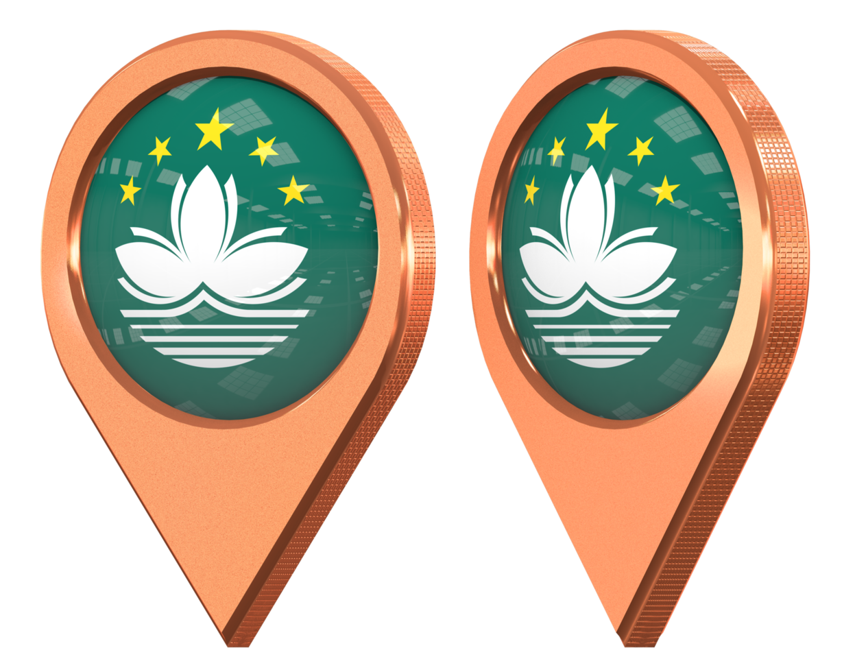 China Macau, Macao Location Icon Flag, Isolated with Different Angled, 3D Rendering png