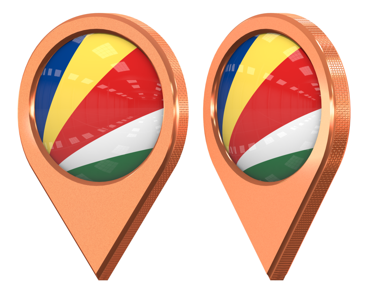 Seychelles Location Icon Flag, Isolated with Different Angled, 3D Rendering png