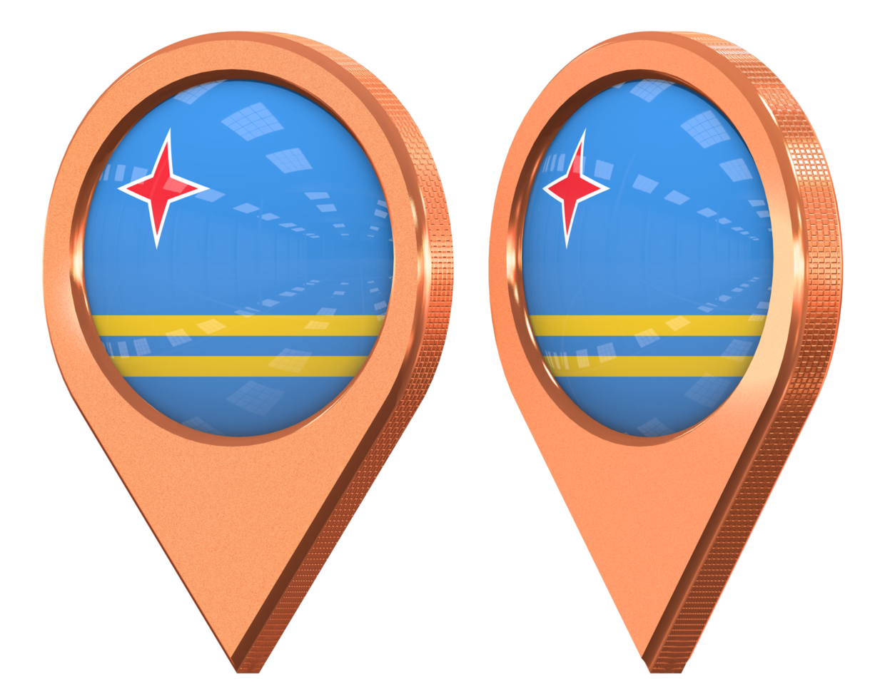 Aruba Location Icon Flag, Isolated with Different Angled, 3D Rendering png