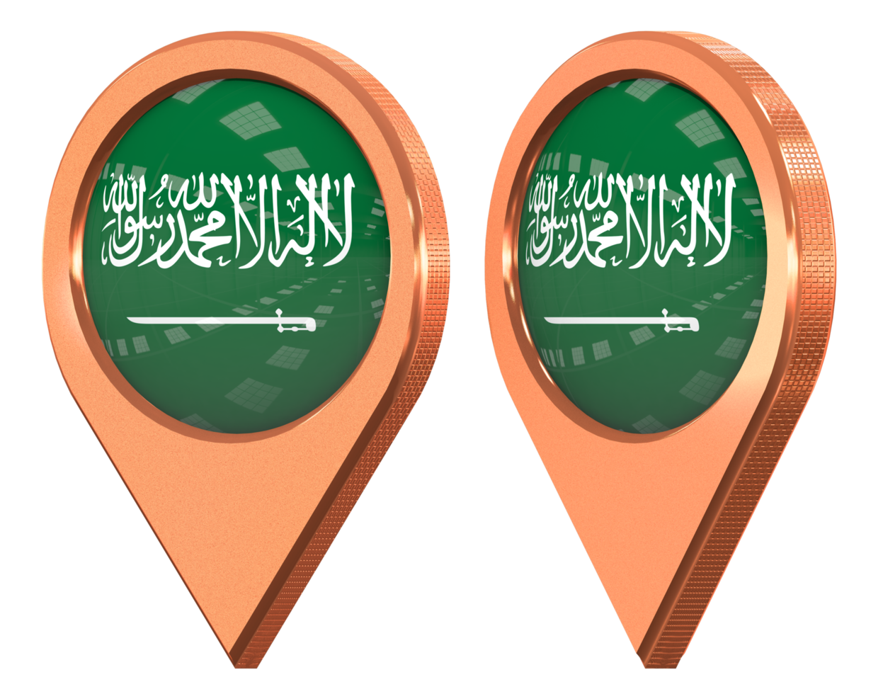 KSA, Kingdom of Saudi Arabia Location Icon Flag, Isolated with Different Angled, 3D Rendering png