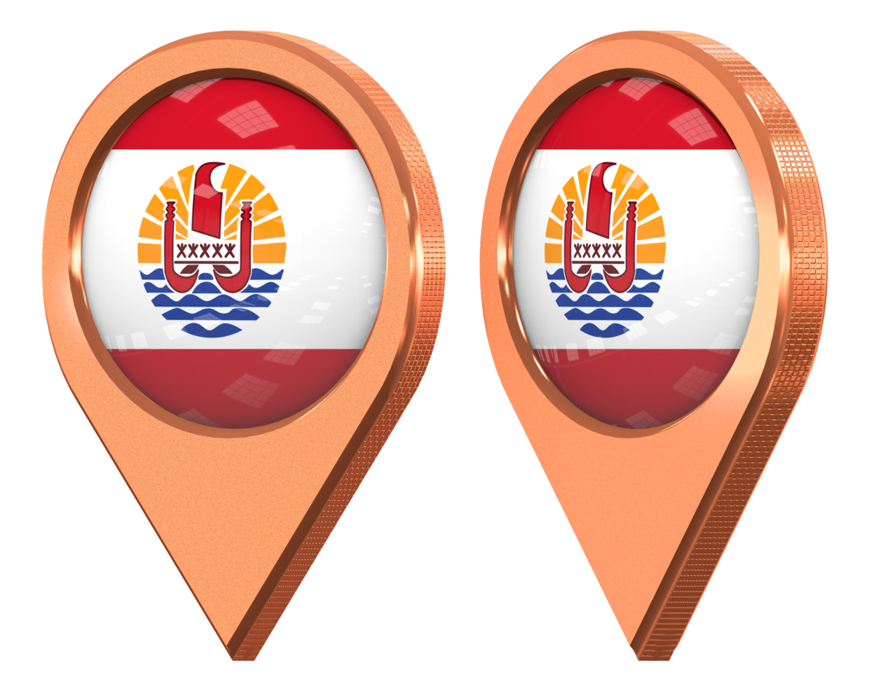 francês Polinésia localização ícone bandeira, isolado com diferente angulado, 3d Renderização png