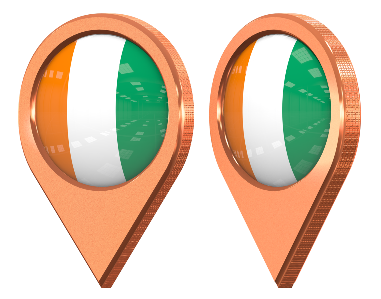 Ivory Coast Location Icon Flag, Isolated with Different Angled, 3D Rendering png