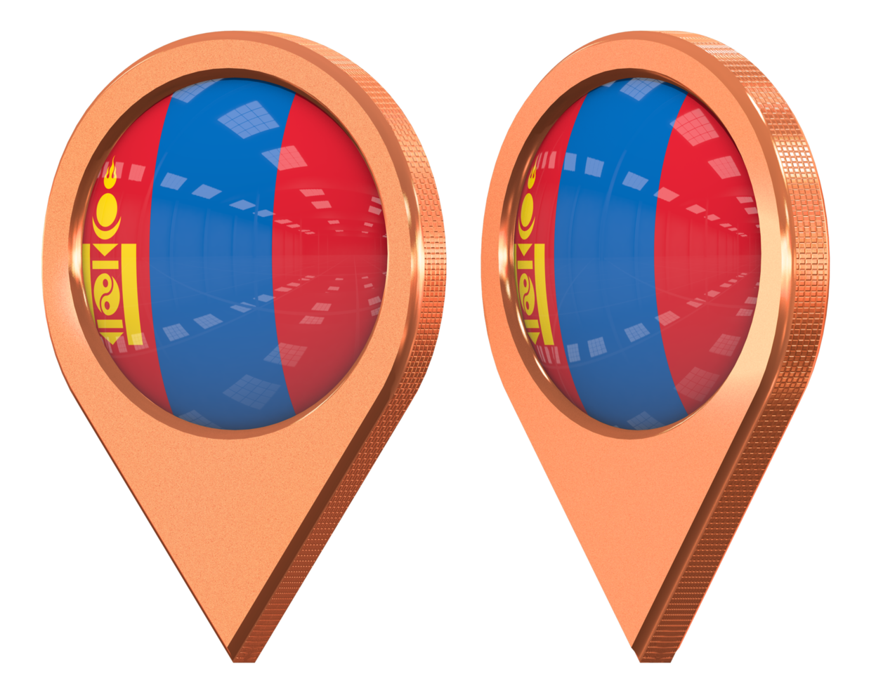 Mongolia Location Icon Flag, Isolated with Different Angled, 3D Rendering png