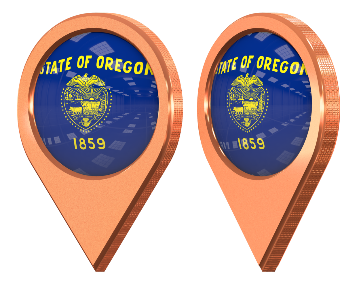 State of Oregon Location Icon Flag, Isolated with Different Angled, 3D Rendering png