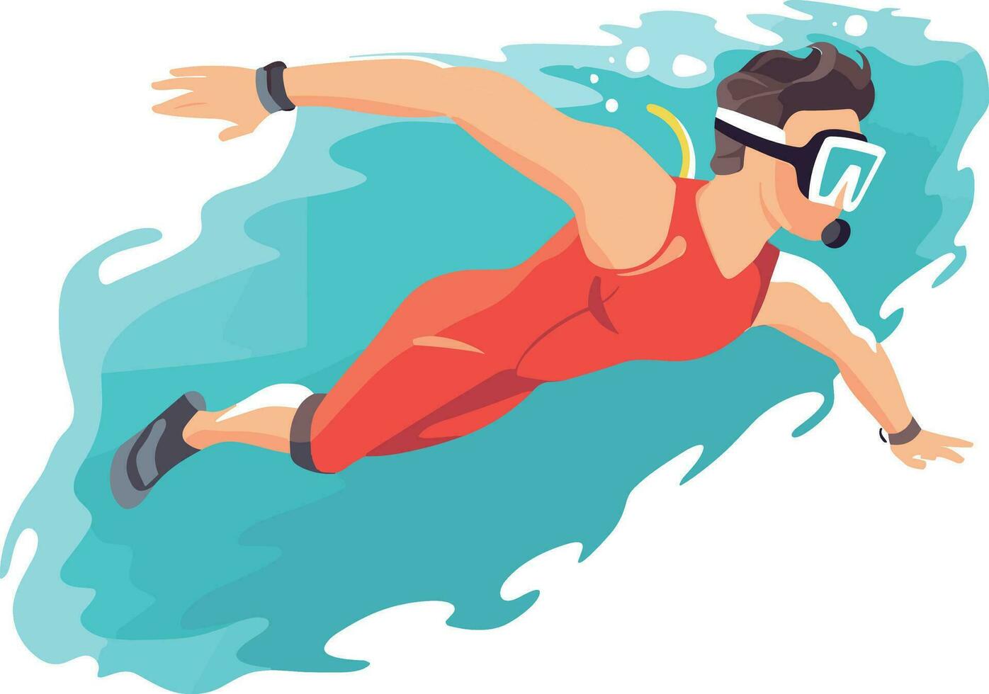 Vector man swimming on the sea illustration