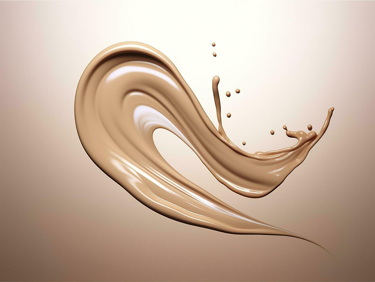 Liquid foundation splash element, fluid cosmetic cream 3d rendering. AI Generated photo