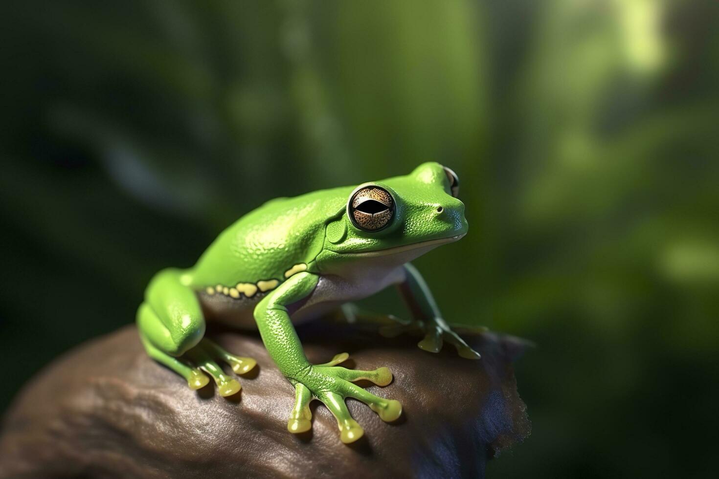 Tree Frog sitting on plant. AI Generated photo