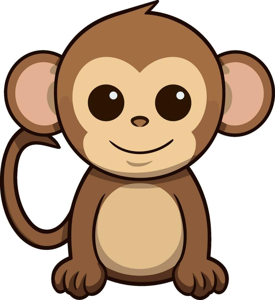 Vector cute monkey cartoon character illustration