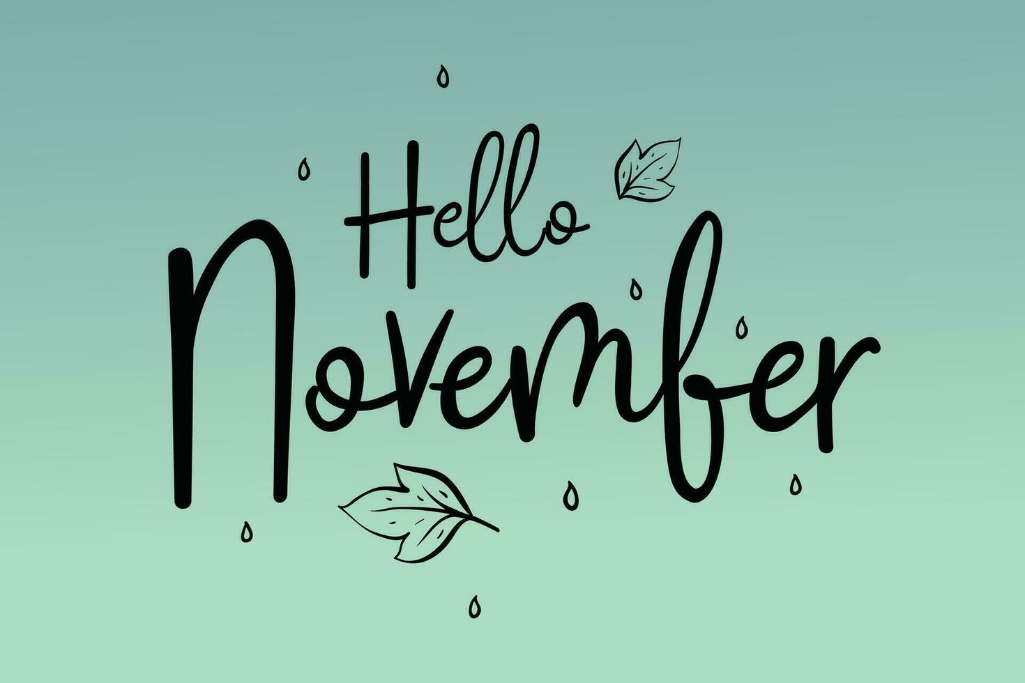 Hello November calligraphy inscription. Vector illustration