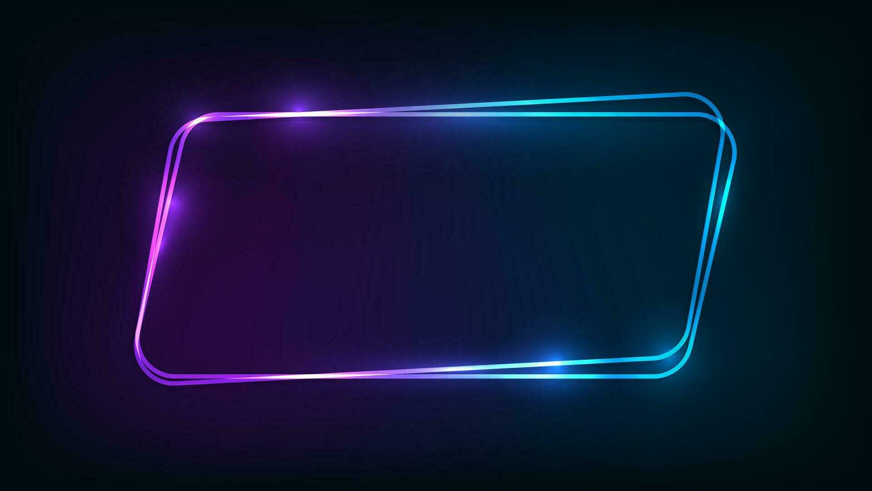 Neon double frame with shining effects vector