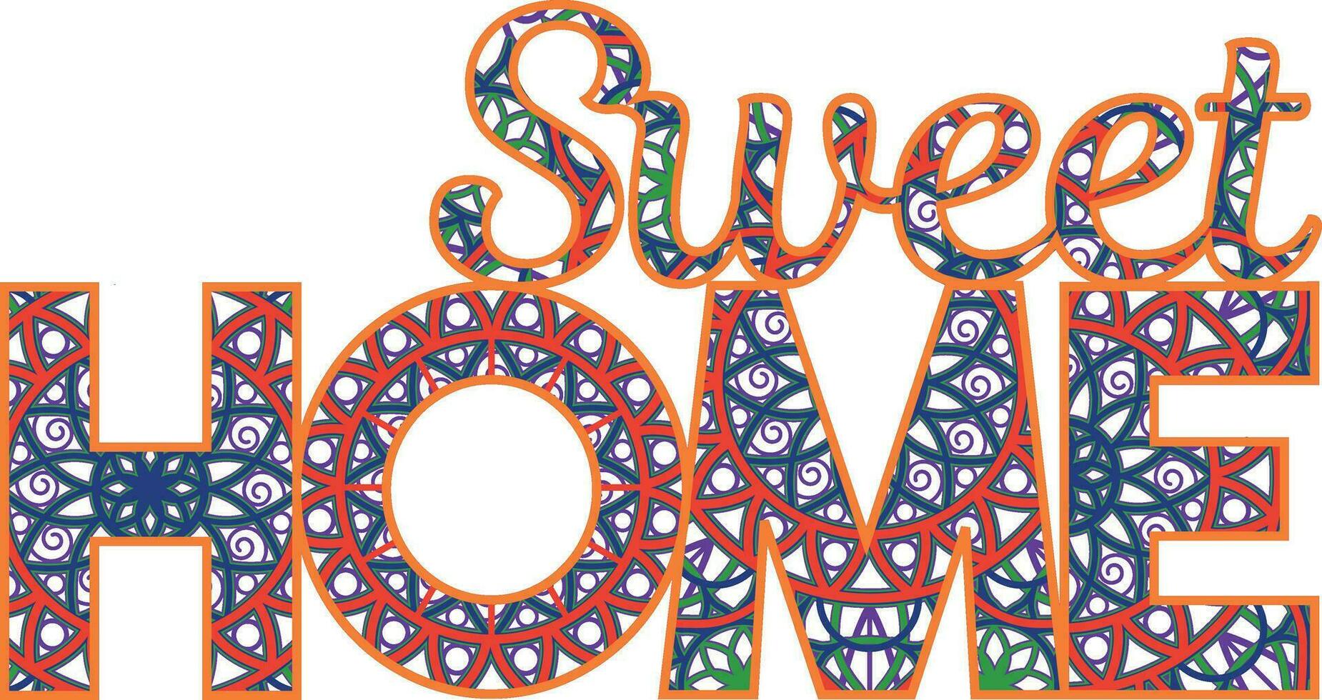 SWEET HOME Multilayer Letering, Woos Cut and Paper Cut Files vector