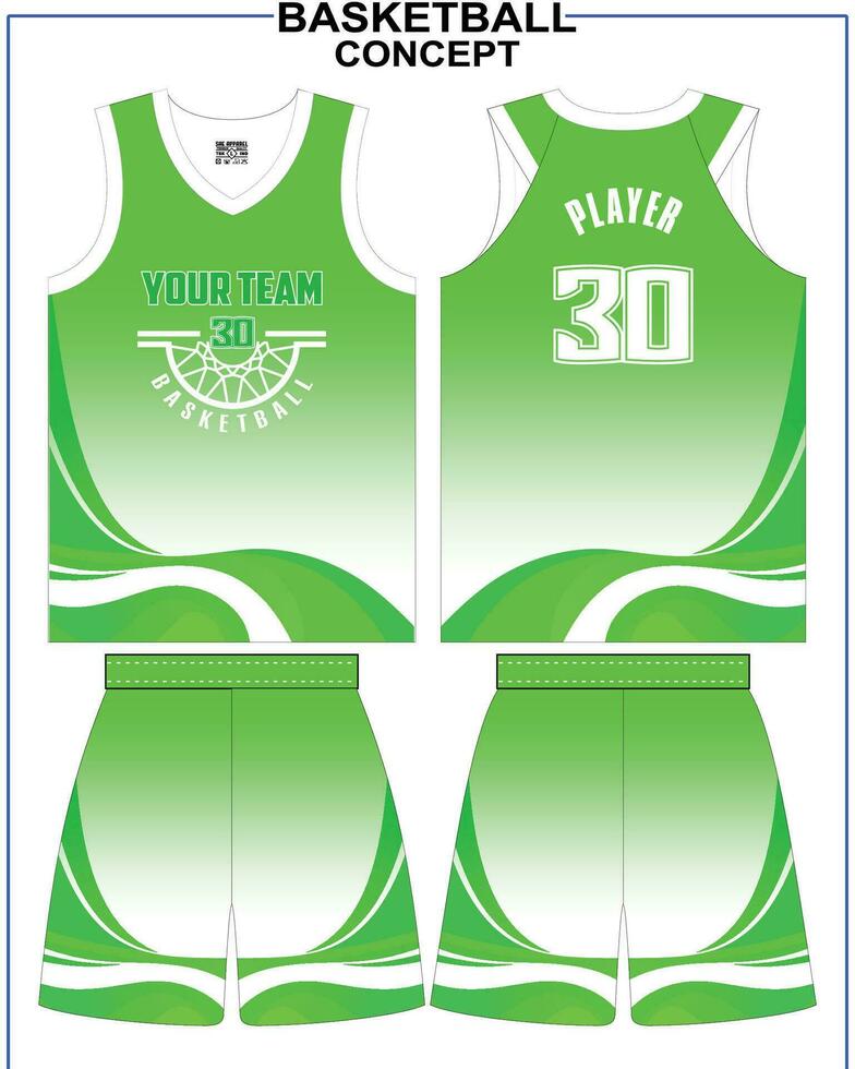 Simple Gradient Basketball Jersey with Attractive Green in Vector eps