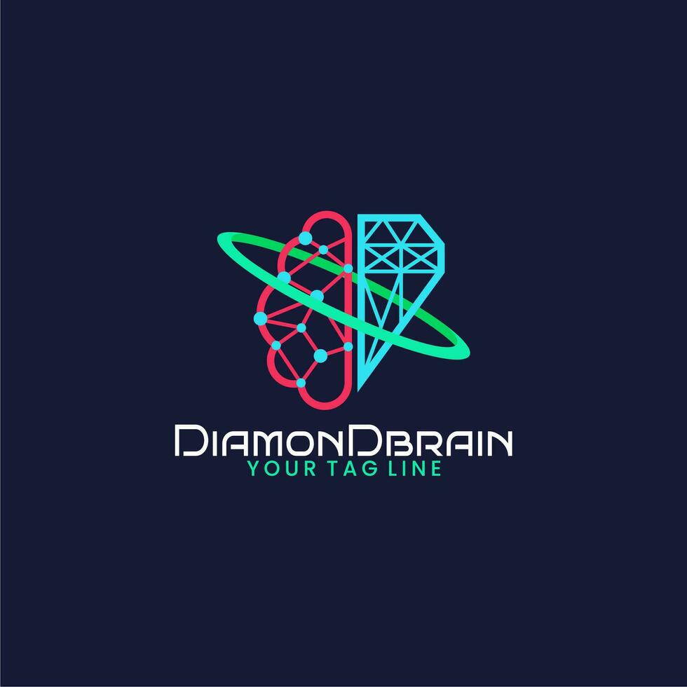 simple logo of brain and diamond vector