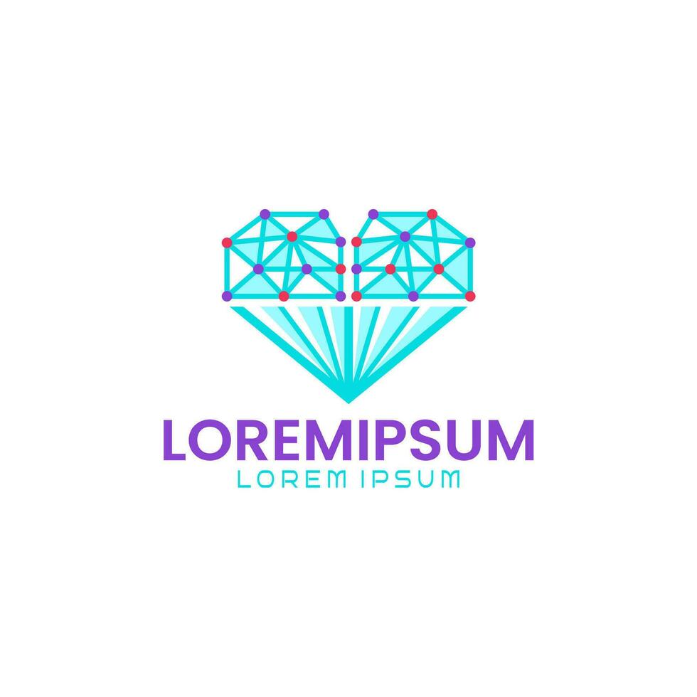 simple logo of brain and diamond vector