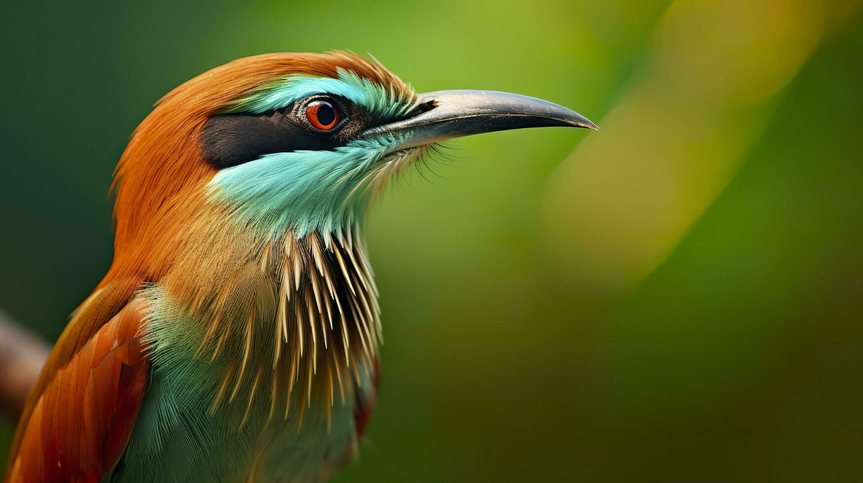 Turquoise Browed Motmot in vibrant colors. Generative AI photo