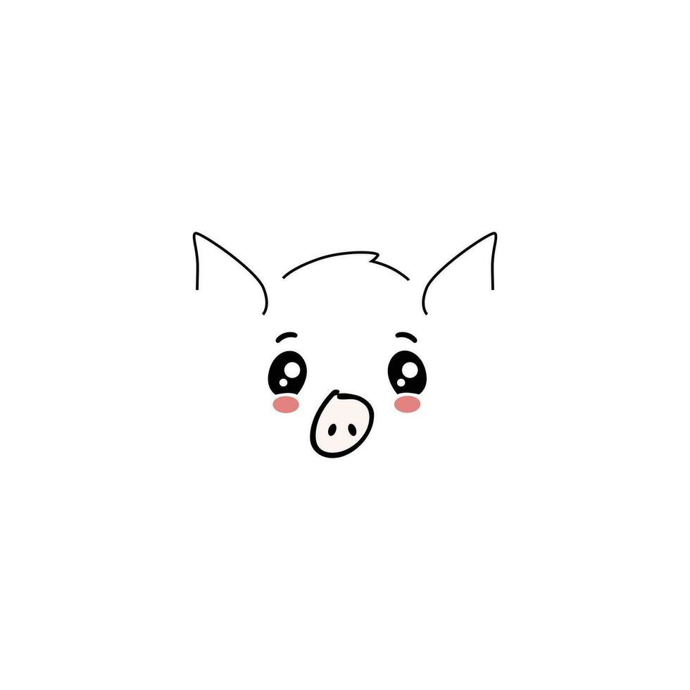 Pink mood with cute pig clipart. Mood of holiday and relaxation with face of anime pig creative relaxation with beautiful vector minimalism.