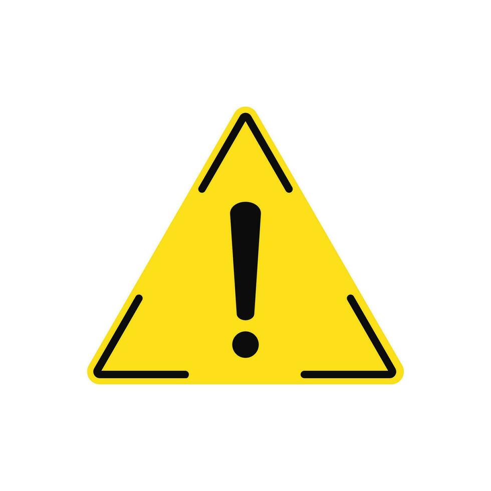 Attention triangle signs. Yellow exclamation symbols for caution and possible danger message about alarm and violations in work vector processes
