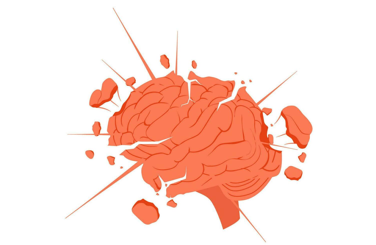 explotando cerebro. lluvia de ideas y creativo ideas con emocional estrés y agotamiento vector emociones