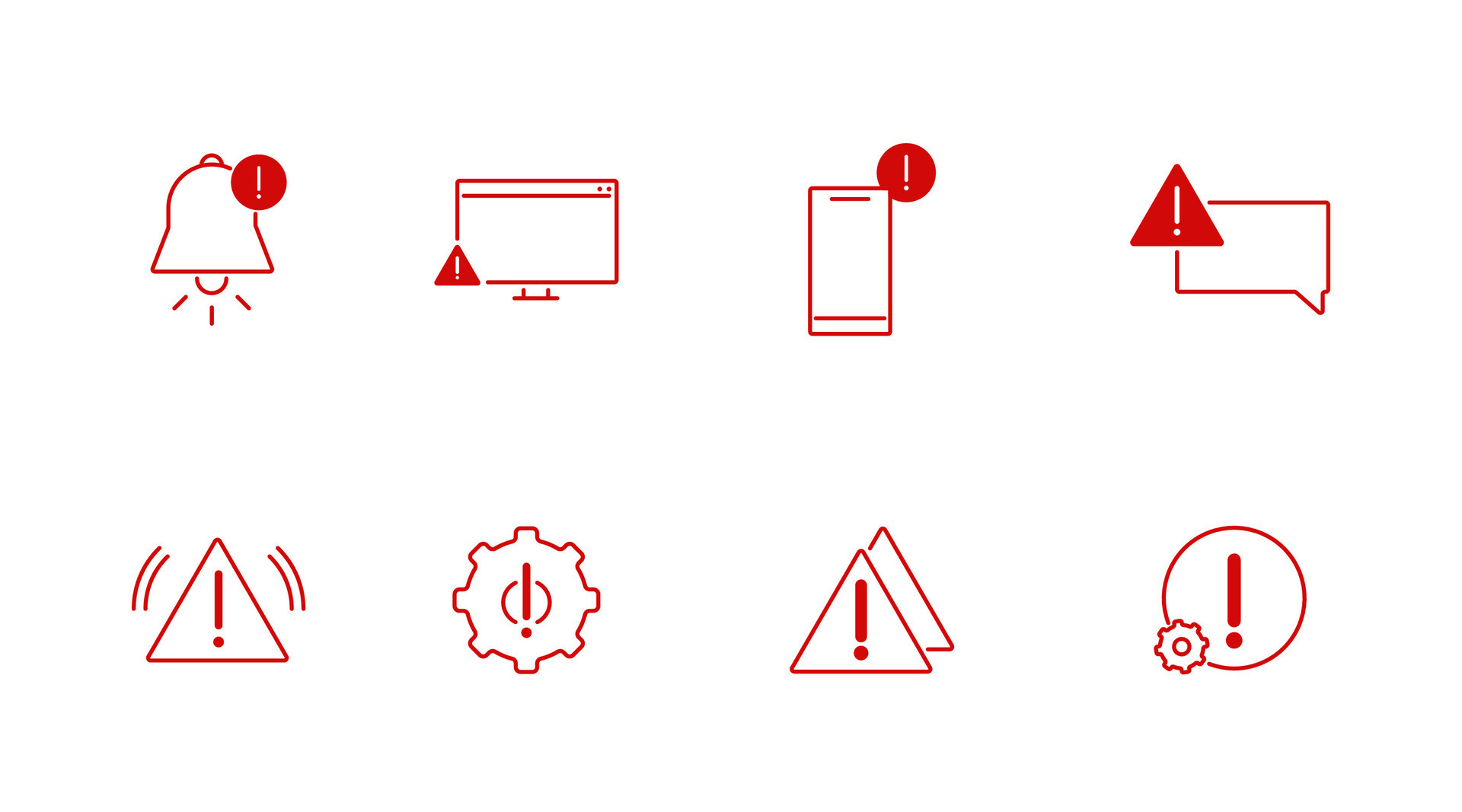 Error icons set. Web security alert about program crash critical danger ...