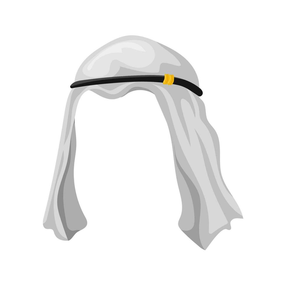 Arab headdress. Traditional keffiyeh turban of saudi arabia and oriental peoples for travel in hot vector desert