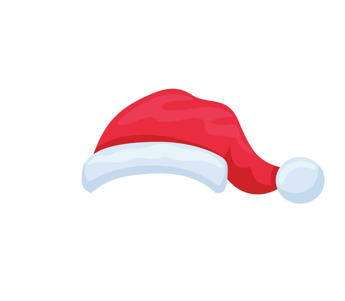 Santa claus hat template. Festive decoration for christmas and new year celebration with merry parties and traditional vector gifts